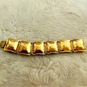 Rare Vintage Eduard Rambaud Paris Gold Tone Puffy Square Bracelet